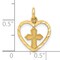 10K Yellow Gold Cross In Heart Charm Pendant New 18 X 13mm Jewerly